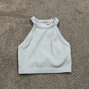 Aerie Gray Ribbed Crop Top